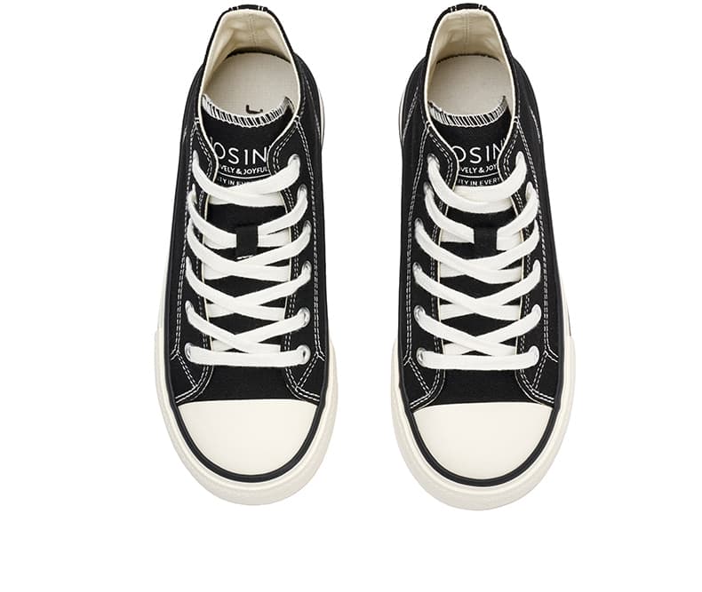 ハイカットスニーカー 定番 人気 カジュアル シンプル キャンパス レースアップ ふわもこ 靴下合わせ クラシカル