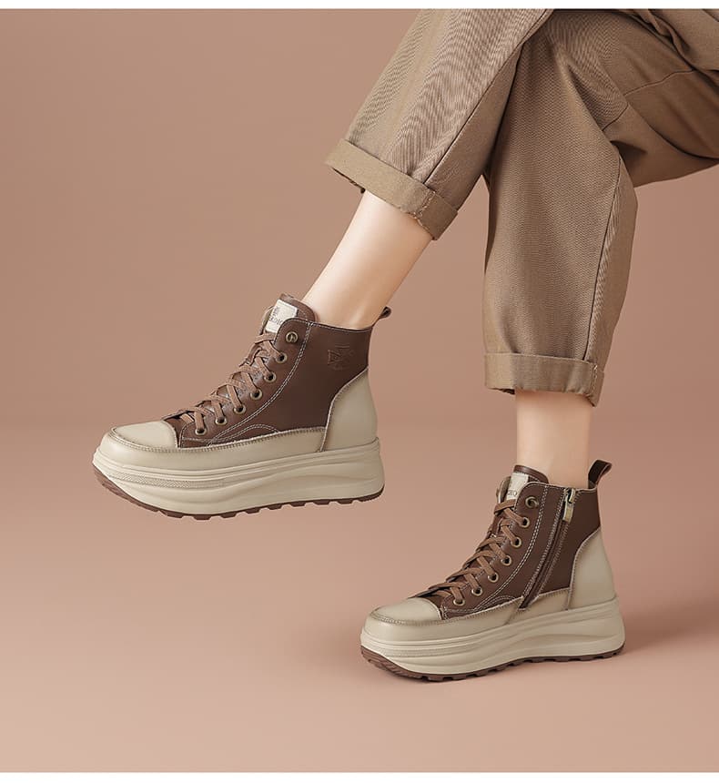 ハイカットスニーカー 本革 厚底 伸長効果 サイドジッパー 履きやすい デイリーコーデ おしゃれ スタイリッシュ きれいめ 高級感