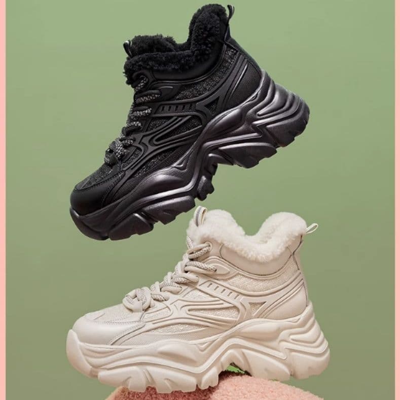 ハイカットスニーカー あったか 厚底 裏ボア すべりにくい 雪 脚長効果 スタイルアップ