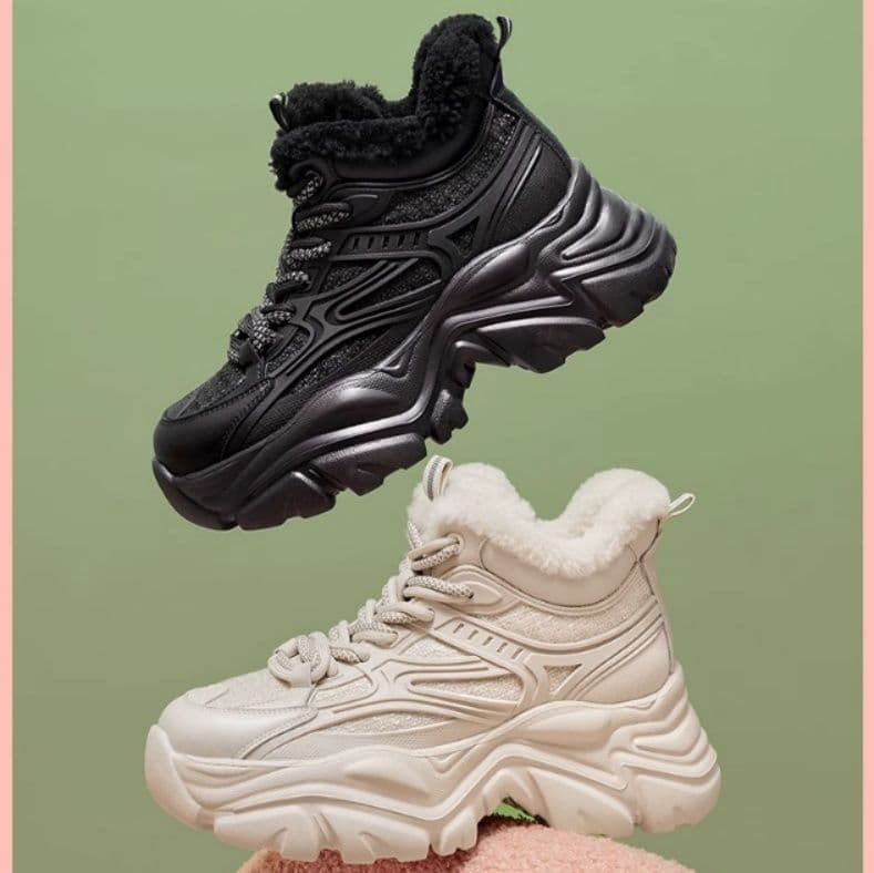 ハイカットスニーカー あったか 厚底 裏ボア すべりにくい 雪 脚長効果 スタイルアップ