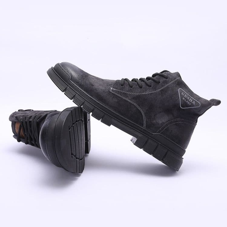 ハイカットスニーカー 高級感 スエード  安定感 通勤 カジュアル 耐久性 歩きやすさ 滑りにくい サイドファスナー 快適歩行 衝撃吸収