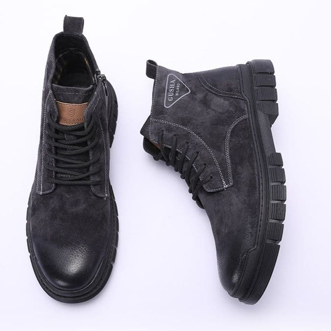 ハイカットスニーカー 高級感 スエード  安定感 通勤 カジュアル 耐久性 歩きやすさ 滑りにくい サイドファスナー 快適歩行 衝撃吸収