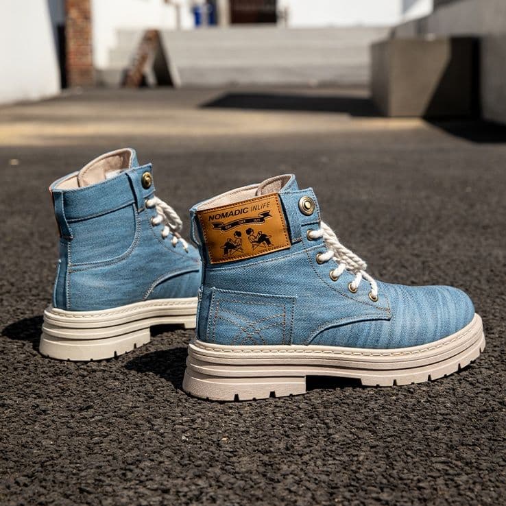 ハイカットスニーカー  歩きやすい デニム素材 カジュアル アウトドア アウトドア ハイキング トレッキング ウォーキング 登山