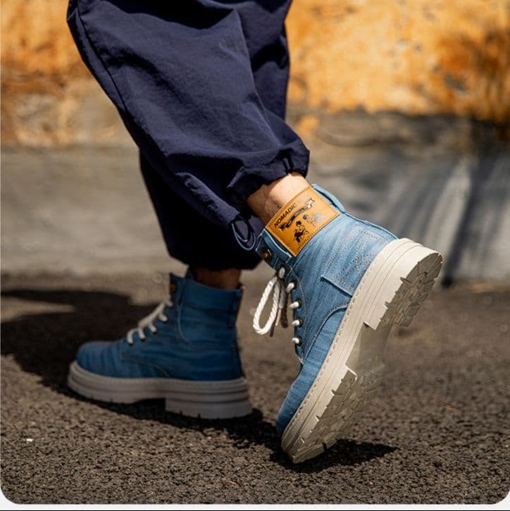 ハイカットスニーカー  歩きやすい デニム素材 カジュアル アウトドア アウトドア ハイキング トレッキング ウォーキング 登山