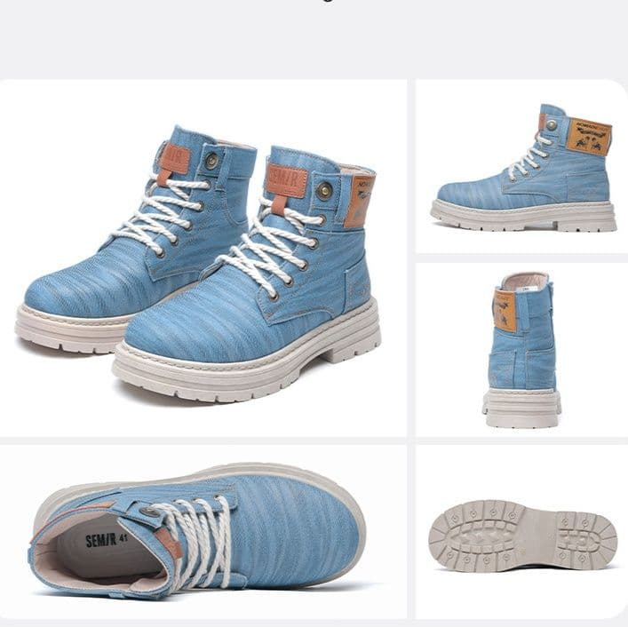 ハイカットスニーカー  歩きやすい デニム素材 カジュアル アウトドア アウトドア ハイキング トレッキング ウォーキング 登山