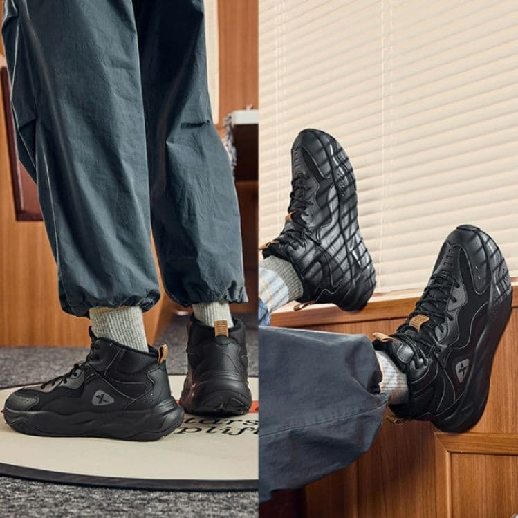 【重厚な足元】タフ・テック ボリュームスニーカー ブラック×キャメル | 厚底 アウトドアミックス ストリート