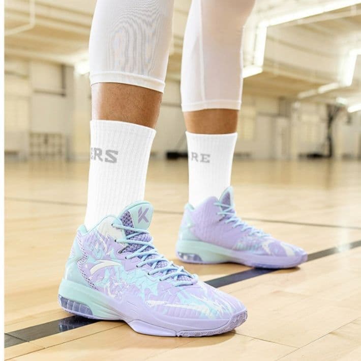 【幻想的な躍動感】パステル・マーブル ハイカットスニーカー | 厚底 エアクッション ユニット パープル×ミント