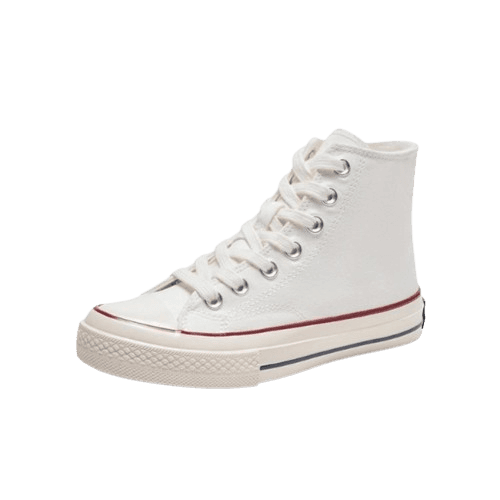 【アーバン・レトロ】バイカラー ハイカットスニーカー ベージュ×ブラック | 厚底 コートスタイル ストリート