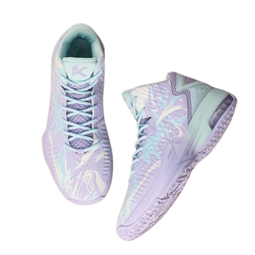 【幻想的な躍動感】パステル・マーブル ハイカットスニーカー | 厚底 エアクッション ユニット パープル×ミント