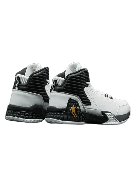 【躍動する足元】テック・ハイカットスニーカー ホワイト×ブラック | 厚底 バスケットシューズ 異素材コンビ