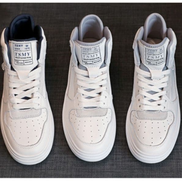 ハイカットスニーカー シンプル カジュアル 安定感 厚底ソール 上質な本革素材 ボリュームソール クッション  衝撃吸収 グリップ力