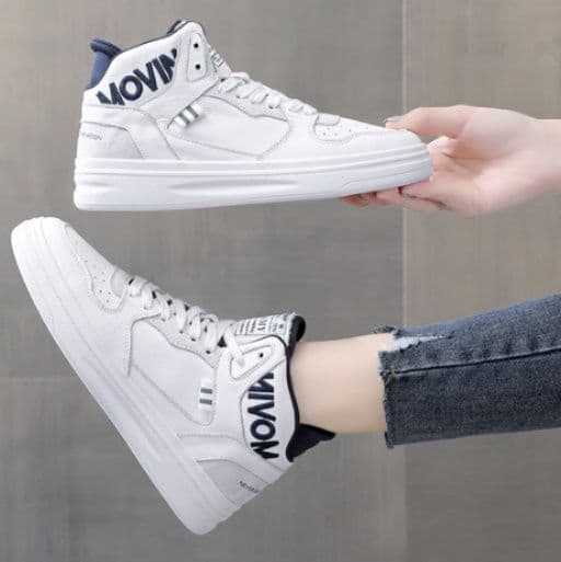 ハイカットスニーカー シンプル カジュアル 安定感 厚底ソール 上質な本革素材 ボリュームソール クッション  衝撃吸収 グリップ力