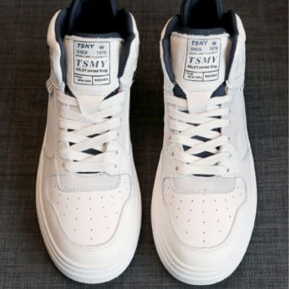 ハイカットスニーカー シンプル カジュアル 安定感 厚底ソール 上質な本革素材 ボリュームソール クッション  衝撃吸収 グリップ力