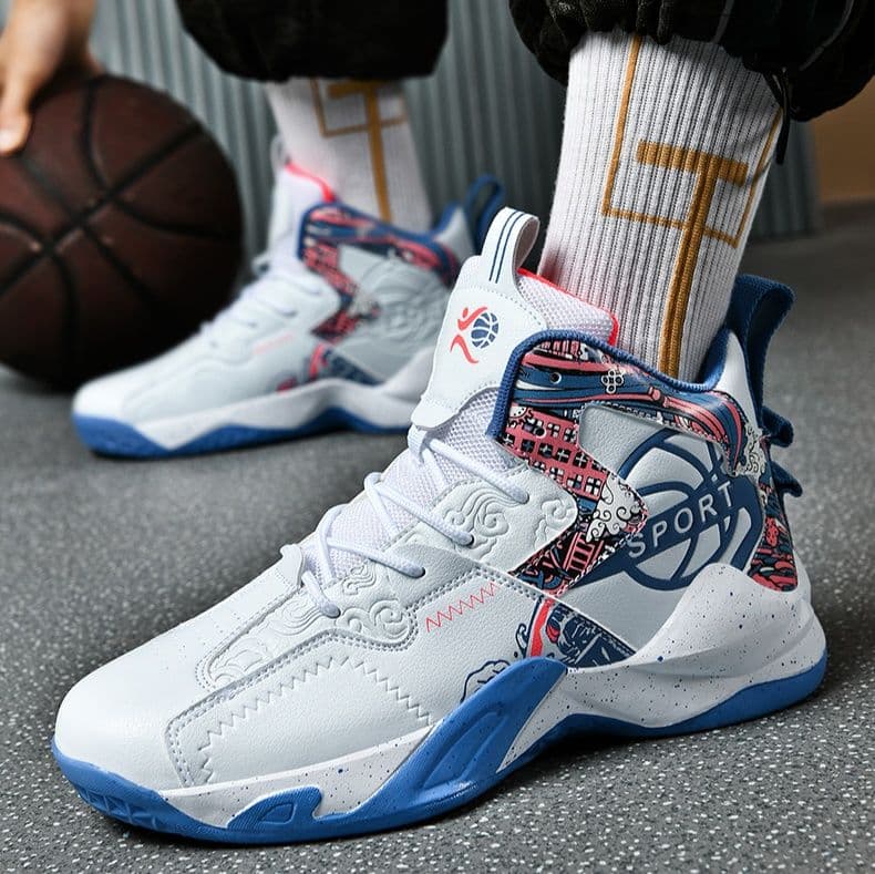 ハイカットスニーカー クッション性 衝撃吸収性 防滑性 通気性 日常使い 部活 スポーツ ランニング デイリーユース かっこいい 目立つ