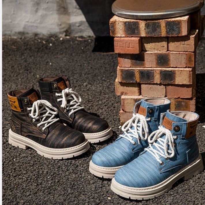 ハイカットスニーカー  歩きやすい デニム素材 カジュアル アウトドア アウトドア ハイキング トレッキング ウォーキング 登山