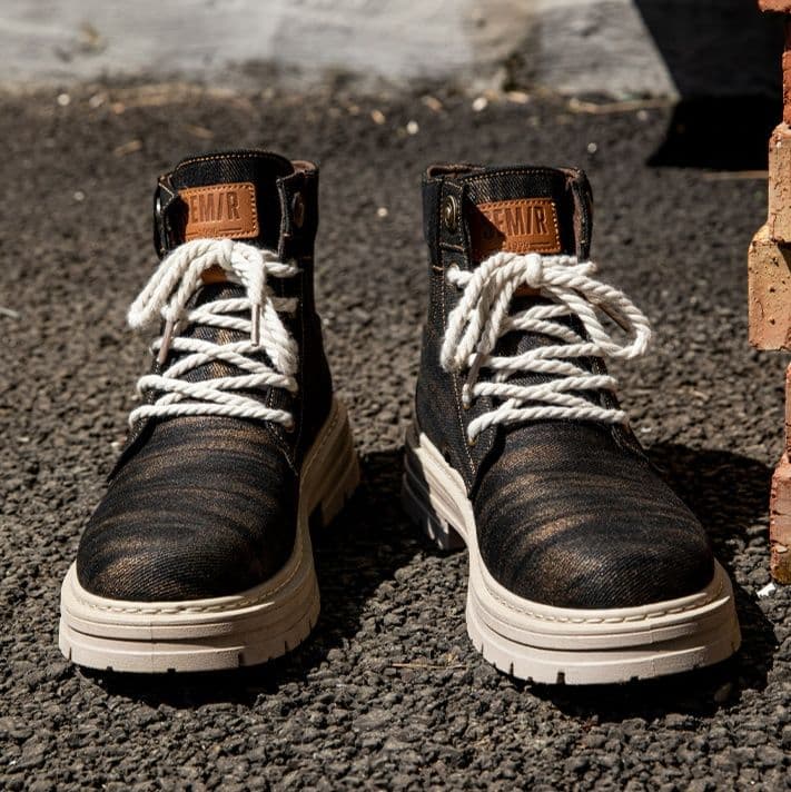 ハイカットスニーカー  歩きやすい デニム素材 カジュアル アウトドア アウトドア ハイキング トレッキング ウォーキング 登山