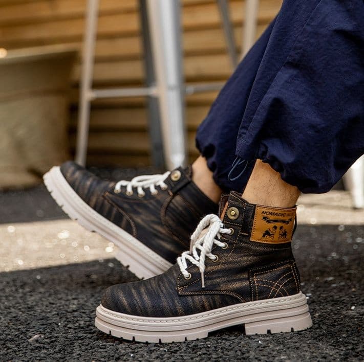 ハイカットスニーカー  歩きやすい デニム素材 カジュアル アウトドア アウトドア ハイキング トレッキング ウォーキング 登山