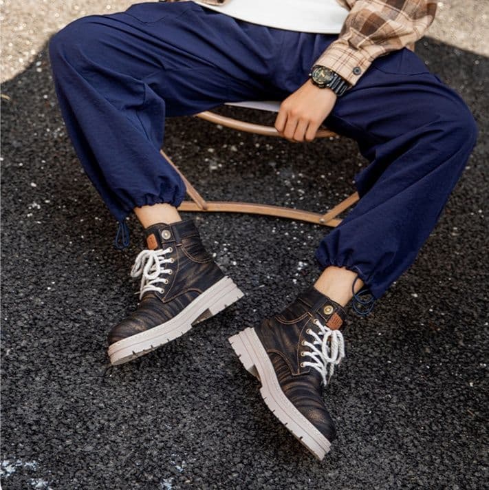 ハイカットスニーカー  歩きやすい デニム素材 カジュアル アウトドア アウトドア ハイキング トレッキング ウォーキング 登山