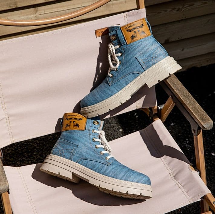 ハイカットスニーカー  歩きやすい デニム素材 カジュアル アウトドア アウトドア ハイキング トレッキング ウォーキング 登山