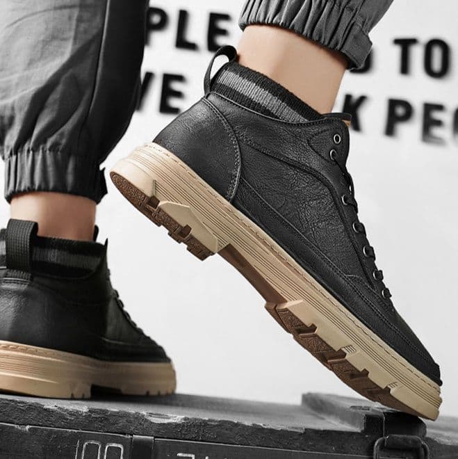 ハイカットスニーカー 定番 ビジネス 通勤 会社 おしゃれ スタイリッシュ きれいめ 歩きやすい クッション 安定感 スタイルアップ