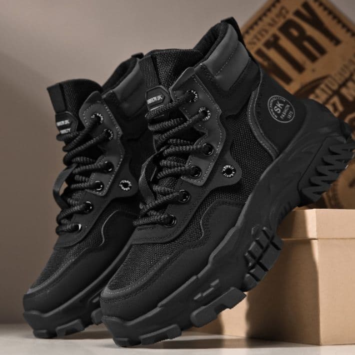 ハイカットスニーカー 身長アップ キャンプ アウトドア ハイキング 登山 トレッキング ボリュームハイカット  耐滑 クッション 会社