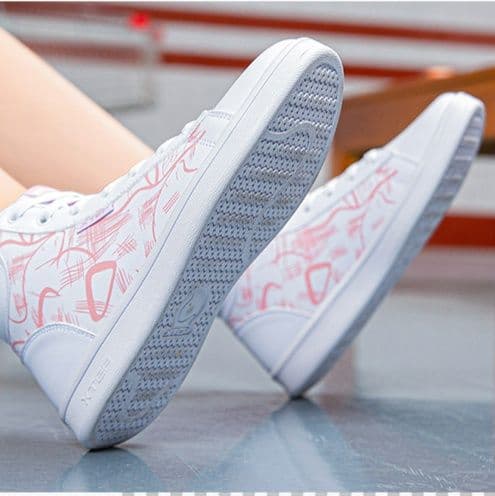 【アートな足元】グラフィック ハイカットスニーカー | モノトーン プリント ストリート ユニセックス