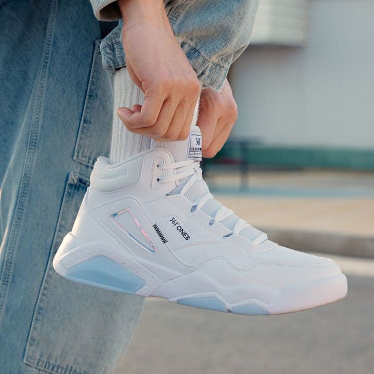 【トリコロール配色】ハイカットスニーカー 白 | レトロバッシュ風 ストリート ユニセックス