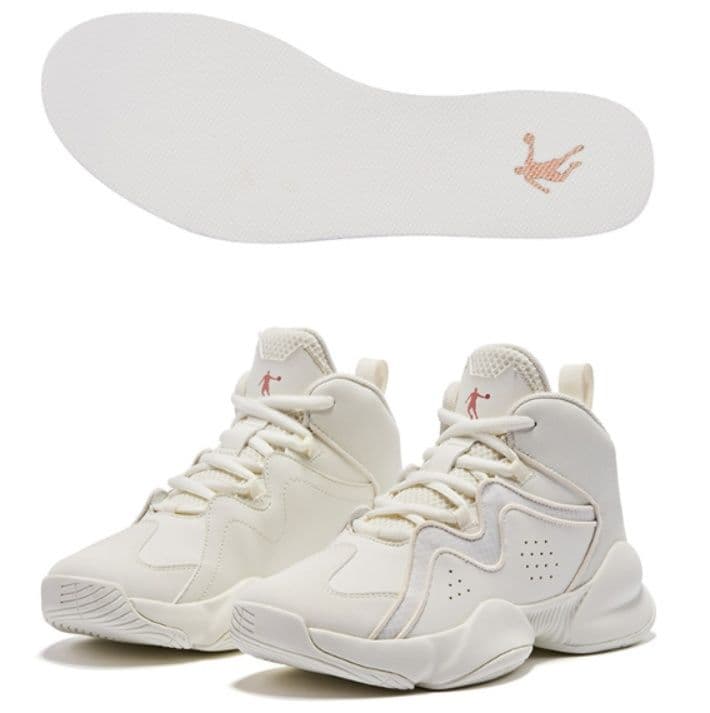 【都会派アスリート】ハイカットスニーカー ベージュ×グレー | 厚底 バスケットスタイル ストリート 異素材コンビ