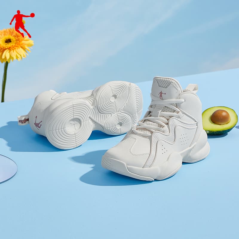 【都会派アスリート】ハイカットスニーカー ベージュ×グレー | 厚底 バスケットスタイル ストリート 異素材コンビ