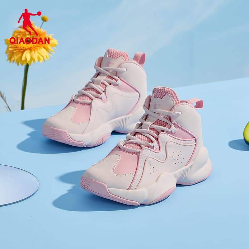 【都会派アスリート】ハイカットスニーカー ベージュ×グレー | 厚底 バスケットスタイル ストリート 異素材コンビ