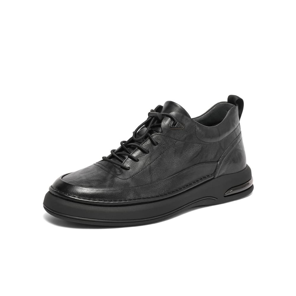 ハイカットスニーカー 本革 耐久性 ビジネスカジュアル デイリーユース 軽量 クッション 安定感 シンプル 履きやすい 会社 通勤