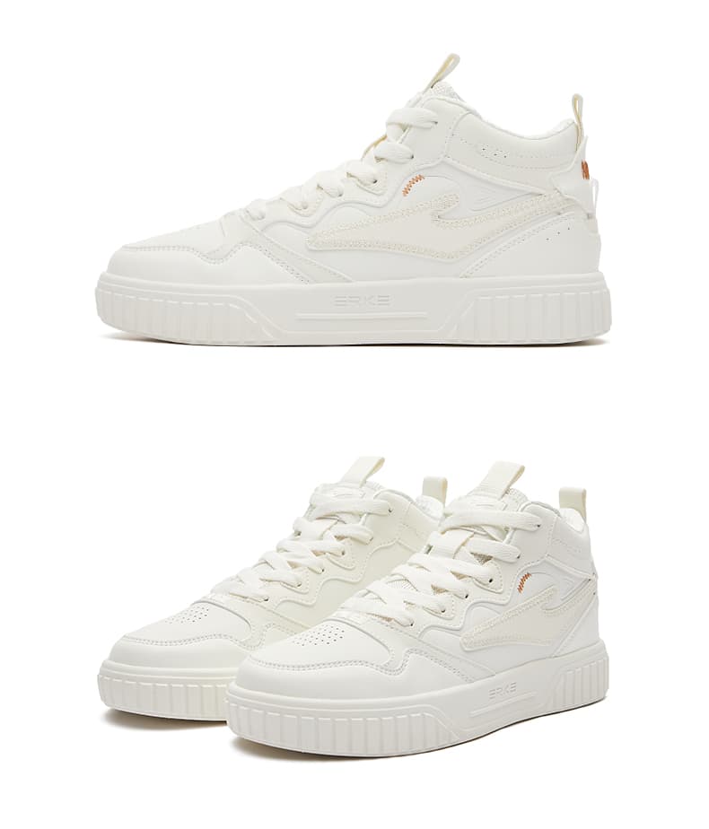 【モノトーン パネル】厚底 ハイカットスニーカー 黒 白 | 波型デザイン ストリート レザー調