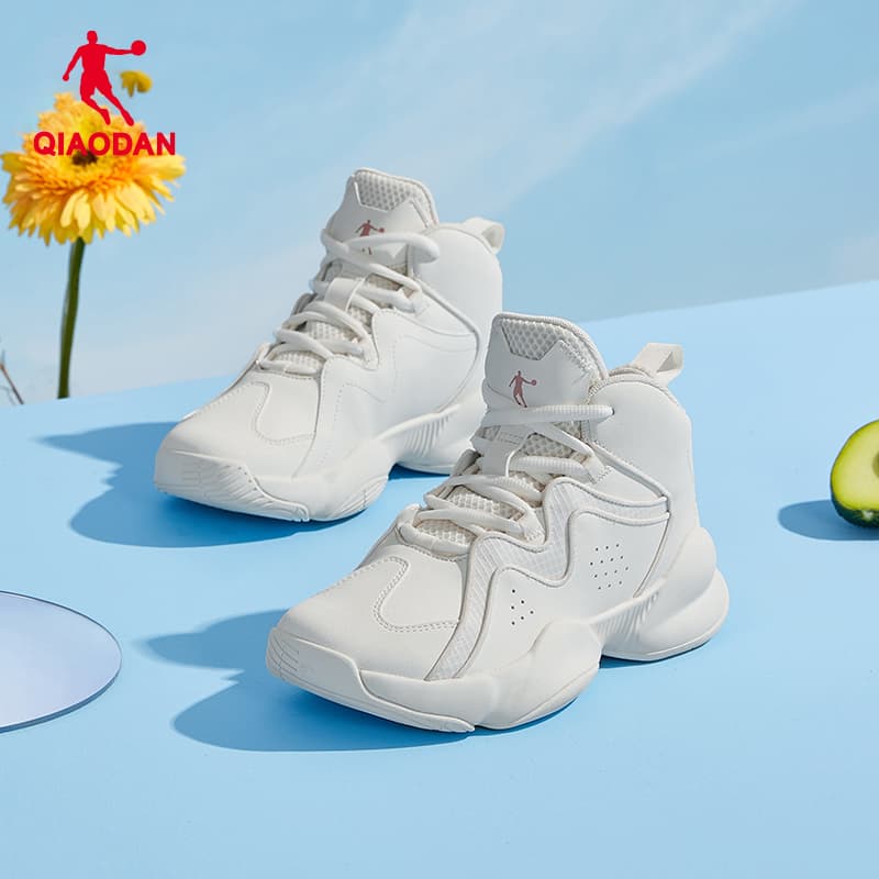 【都会派アスリート】ハイカットスニーカー ベージュ×グレー | 厚底 バスケットスタイル ストリート 異素材コンビ