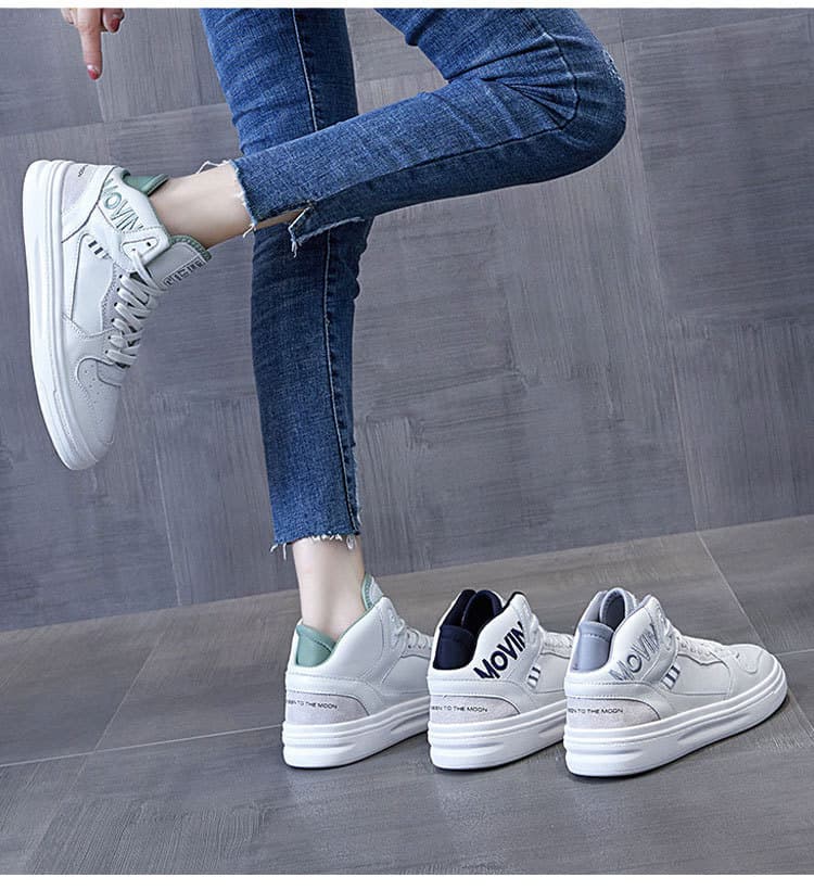 ハイカットスニーカー シンプル カジュアル 安定感 厚底ソール 上質な本革素材 ボリュームソール クッション  衝撃吸収 グリップ力