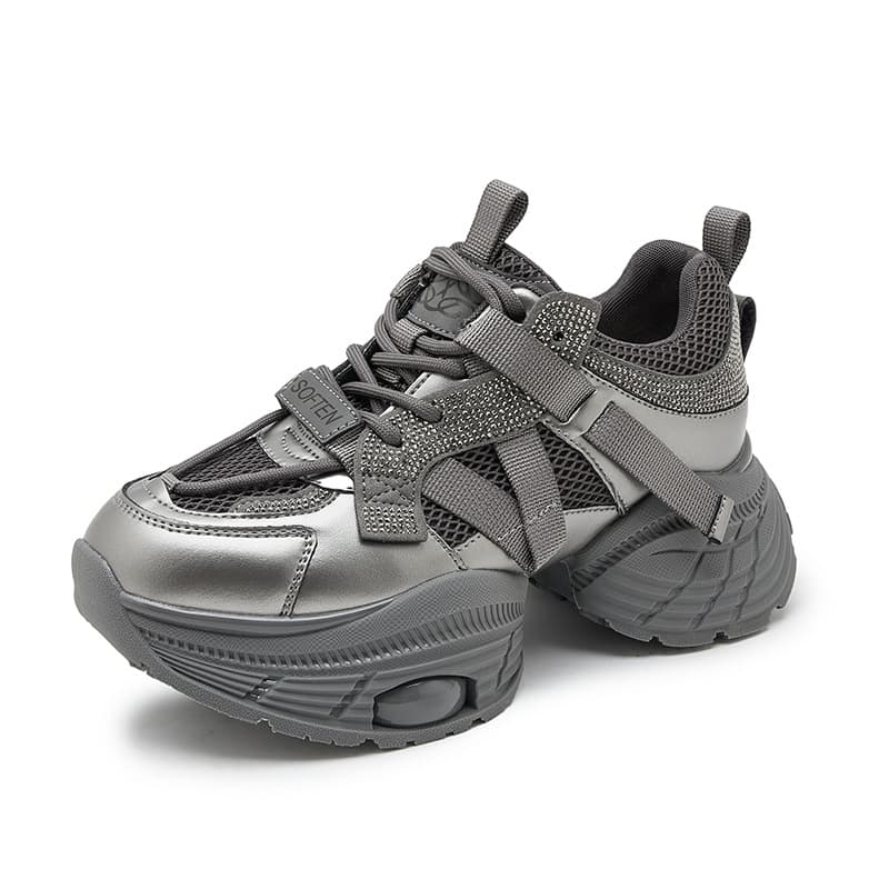 ハイカットスニーカー ヒップホップ ダンススニーカー 目立つ 遊び心 おしゃれ  ボリュームソール クロスベルト  安定感 クッション