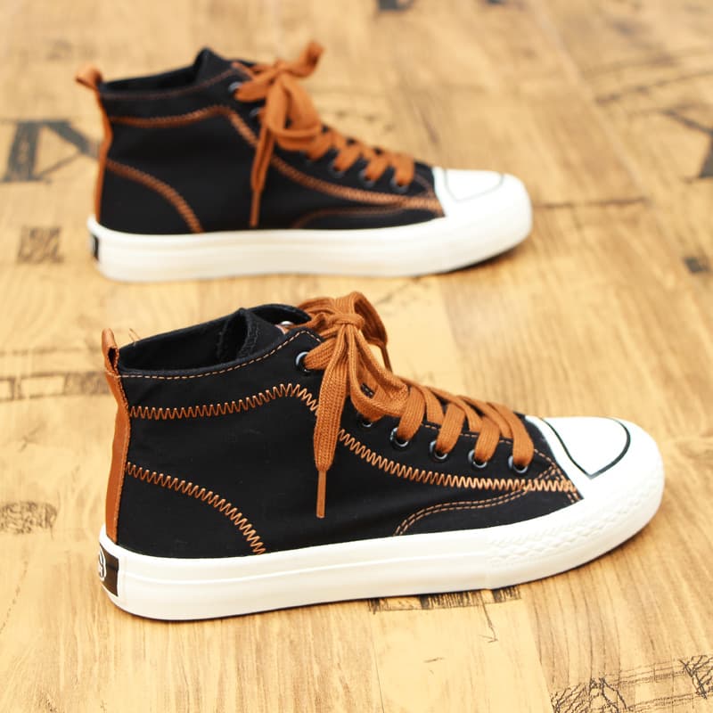 ハイカットスニーカー 定番 デザインステッチ カジュアル デイリーユース デイリーコーデ オールシーズン キャンパス