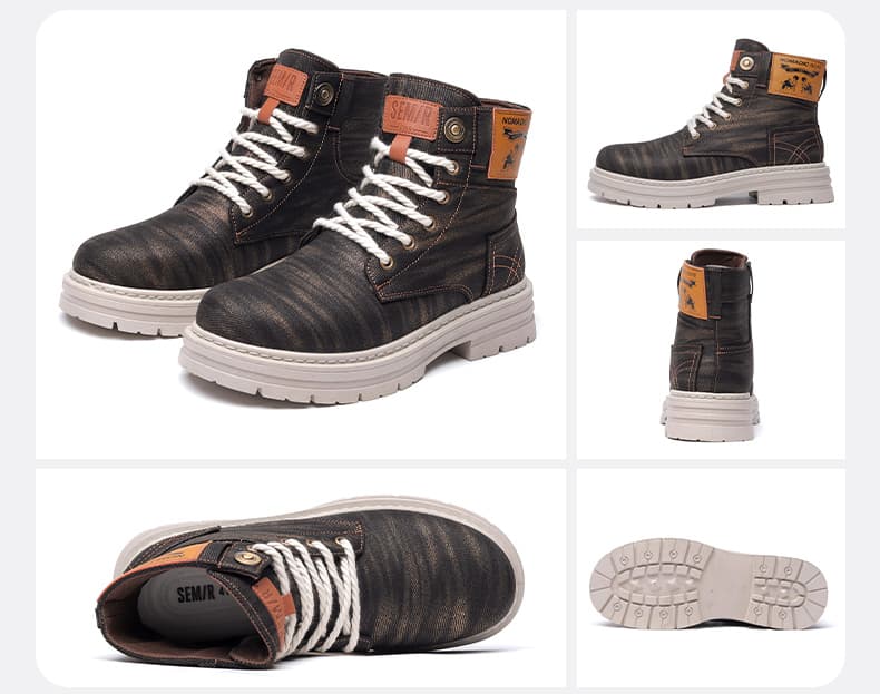 ハイカットスニーカー  歩きやすい デニム素材 カジュアル アウトドア アウトドア ハイキング トレッキング ウォーキング 登山