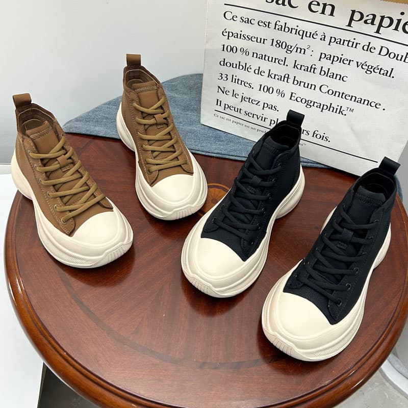 ハイカットスニーカー 厚底 スポーツ 履きやすい 厚底ソール 脚長効果 おしゃれ シンプル カジュアル きれいめコーデ クッション