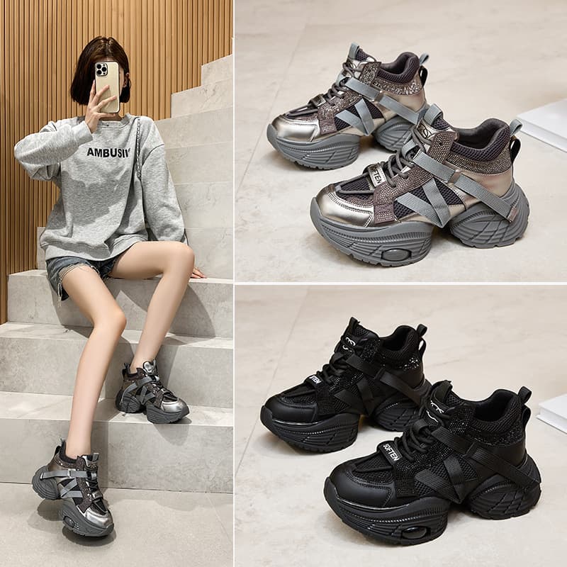 ハイカットスニーカー ヒップホップ ダンススニーカー 目立つ 遊び心 おしゃれ  ボリュームソール クロスベルト  安定感 クッション