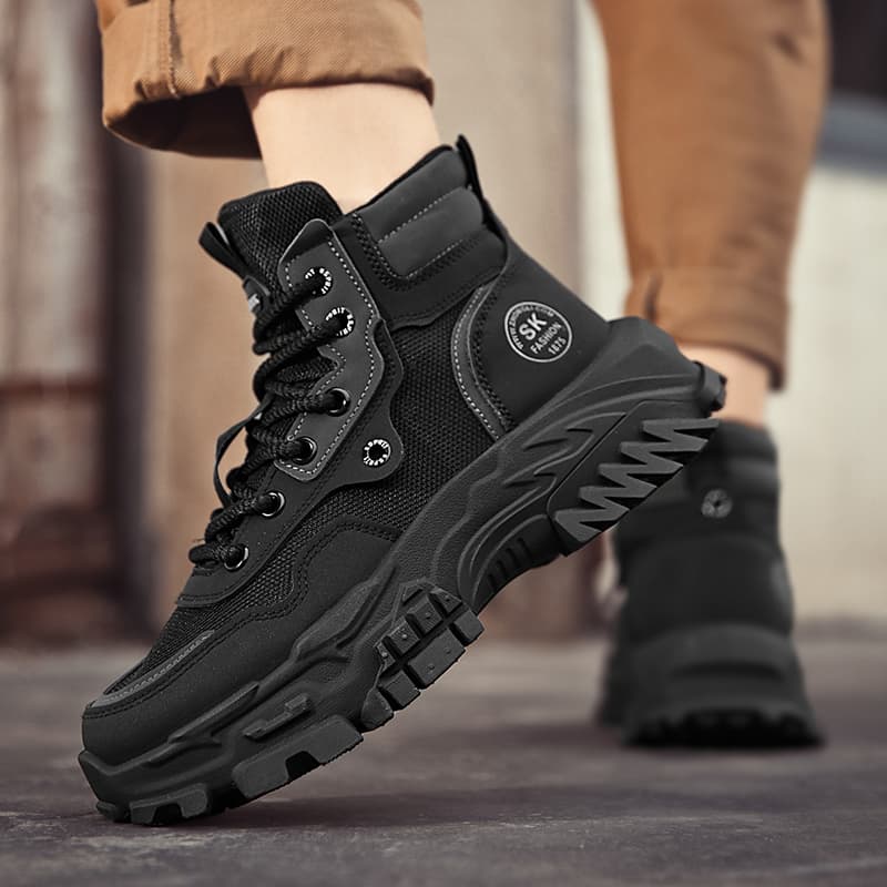 ハイカットスニーカー 身長アップ キャンプ アウトドア ハイキング 登山 トレッキング ボリュームハイカット  耐滑 クッション 会社