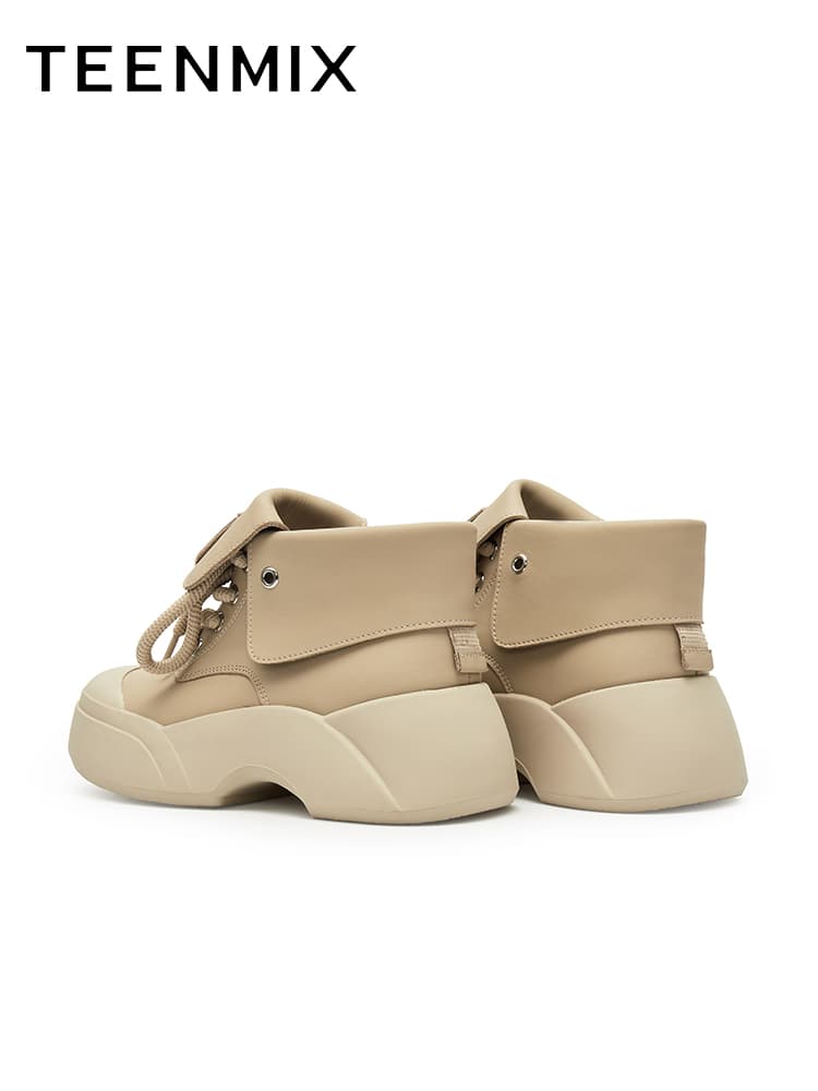 ハイカットスニーカー フラップポケット付き厚底ハイカットシューズ