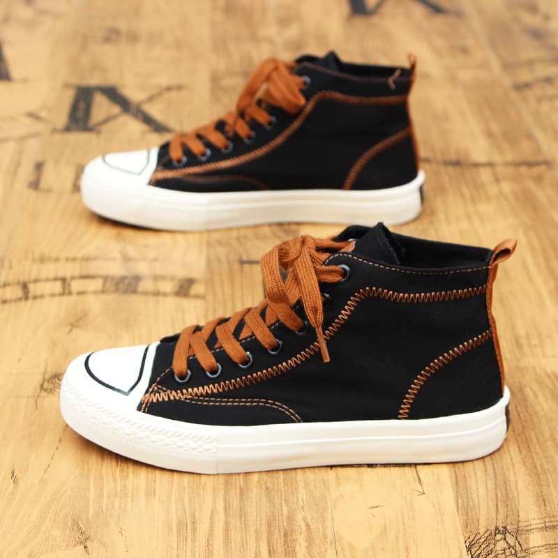 ハイカットスニーカー 定番 デザインステッチ カジュアル デイリーユース デイリーコーデ オールシーズン キャンパス