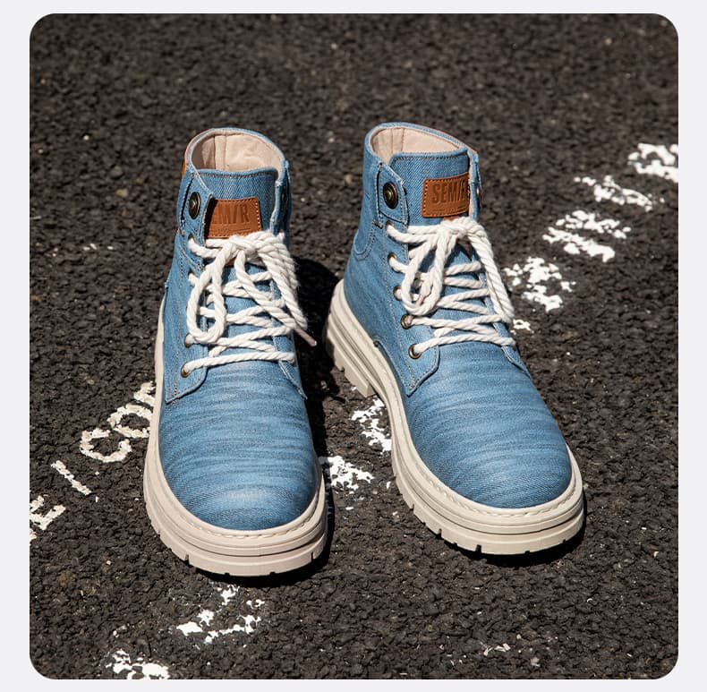 ハイカットスニーカー  歩きやすい デニム素材 カジュアル アウトドア アウトドア ハイキング トレッキング ウォーキング 登山