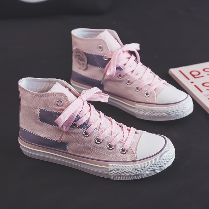 ハイカットスニーカー クッション性 厚底ソール カジュアル 履きやすい 歩きやすい シンプル かわいい デイリーユース 通学 学校