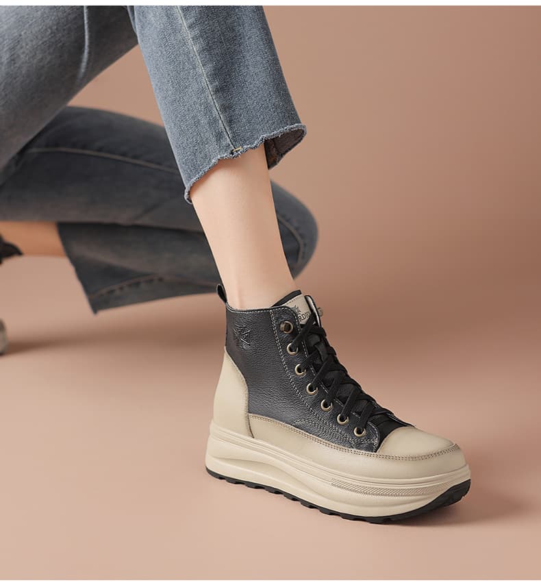 ハイカットスニーカー 本革 厚底 伸長効果 サイドジッパー 履きやすい デイリーコーデ おしゃれ スタイリッシュ きれいめ 高級感