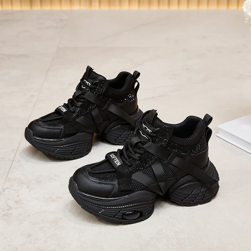 ハイカットスニーカー ヒップホップ ダンススニーカー 目立つ 遊び心 おしゃれ  ボリュームソール クロスベルト  安定感 クッション