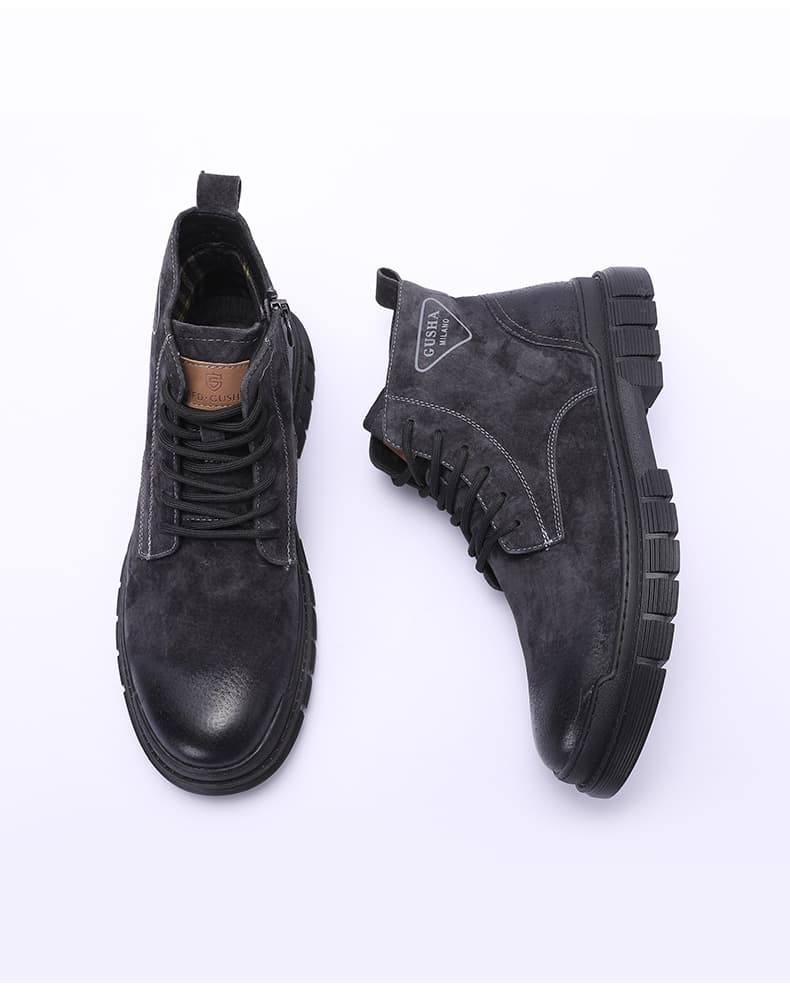 ハイカットスニーカー 高級感 スエード  安定感 通勤 カジュアル 耐久性 歩きやすさ 滑りにくい サイドファスナー 快適歩行 衝撃吸収