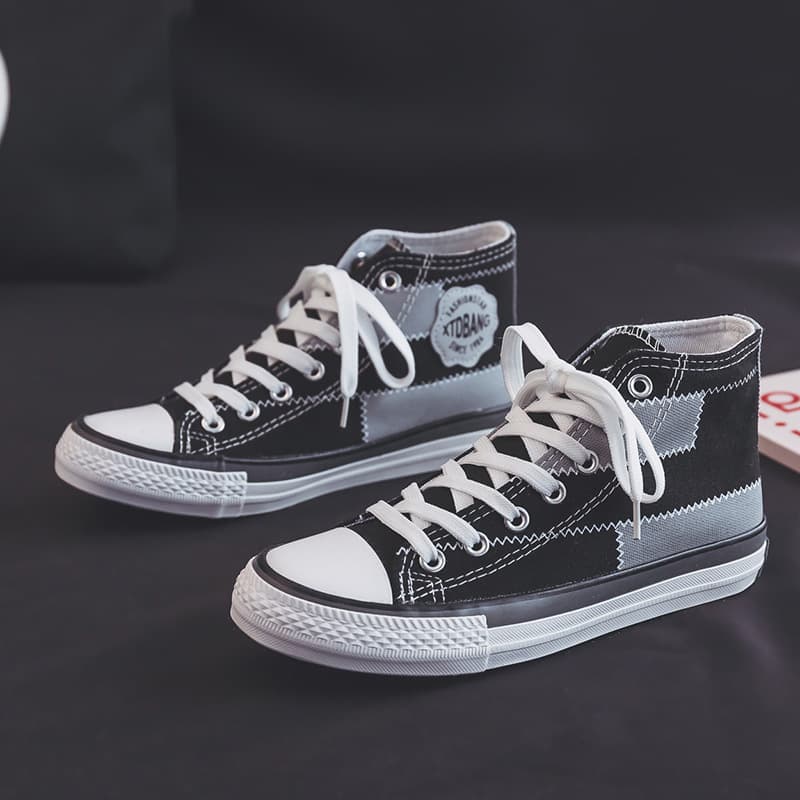 ハイカットスニーカー クッション性 厚底ソール カジュアル 履きやすい 歩きやすい シンプル かわいい デイリーユース 通学 学校