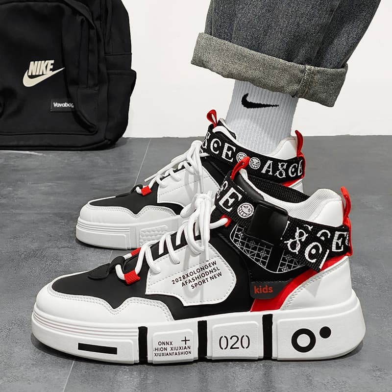 ハイカットスニーカー かっこいい 目立つ 遊び心 ストリート系 厚底設計 カジュアル デイリーコーデ ストリート 履きやすい 通気性