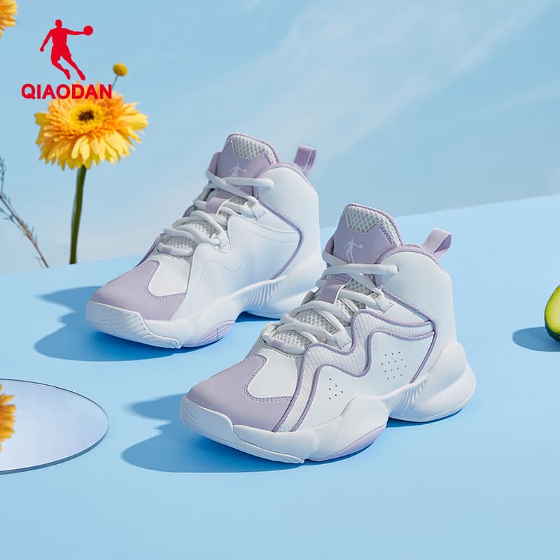 【都会派アスリート】ハイカットスニーカー ベージュ×グレー | 厚底 バスケットスタイル ストリート 異素材コンビ